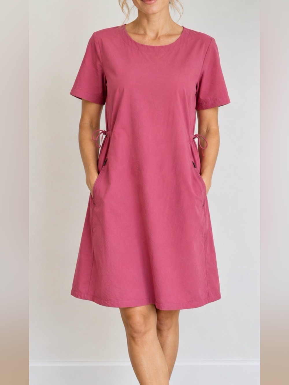 Zella Athleisure Dress XL Short Sleeve Outdoorsy Pink Zip Pocket